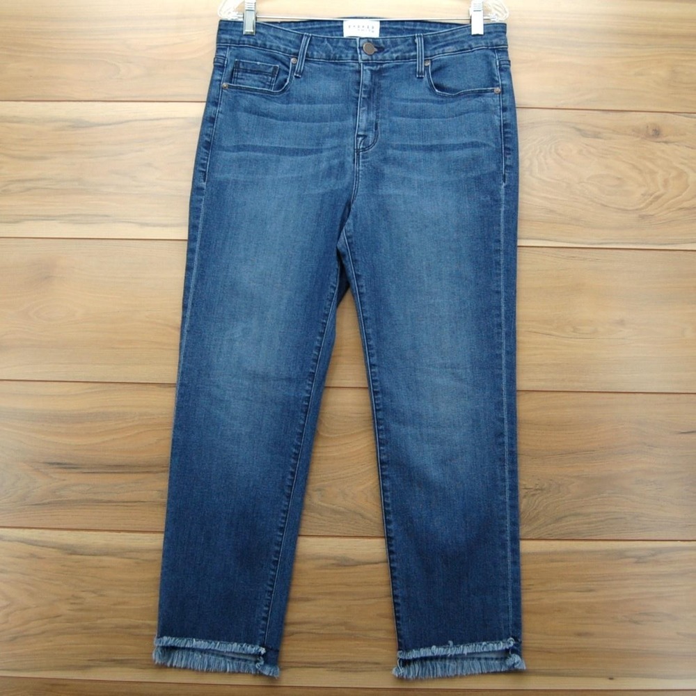 Parker Smith Jeans Womens‎ 12/31 Blue Ankle Raw Frayed Hem Skinny Denim 5-Pocket